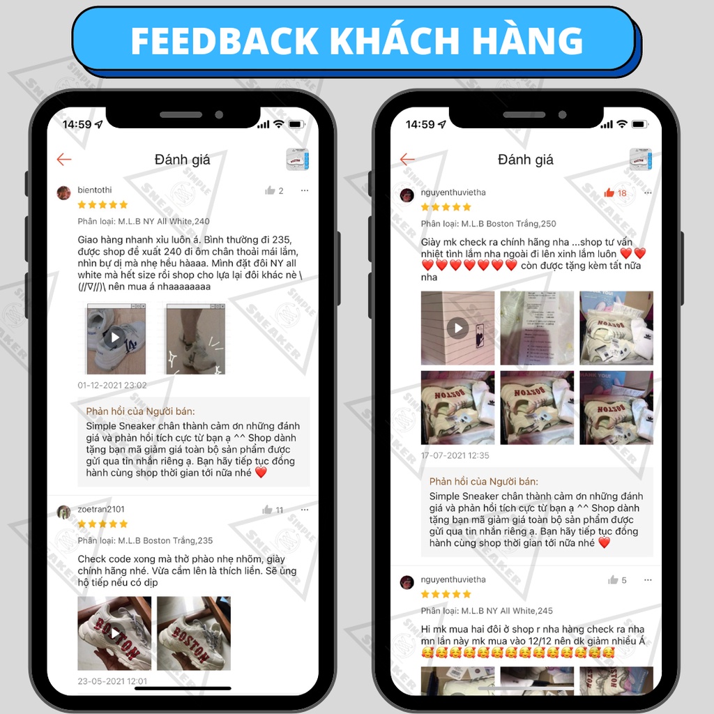 Giày MLB Boston Chính Hãng💙SIMPLE SNEAKER💙MLB Big Ball Chunky New York Yankees LA Dodgers Đế Cao 6cm Hack Dáng Tự Nhiên