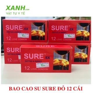 Bao Cao Su gân gai Sure Đỏ – Hộp 12 chiếc