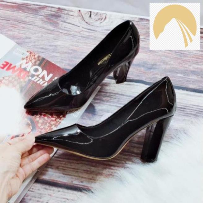Giày Cao Gót Bít Mũi , Giày Cao Gót Nữ 9cm Chất Da Sáng Bóng Hàng Cao Cấp Selena Shop