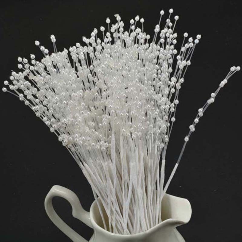 10 cành hoa đính ngọc trai giả dùng trang trí bàn tiệc cưới