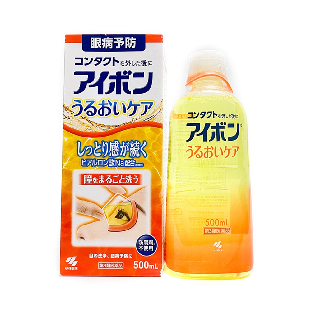 Nước rửa mắt Eyebon W Vitamin Kobayashi làm sạch mắt khỏi bụi bẩn, trang điểm - Chai 500ml (Nhật Bản)