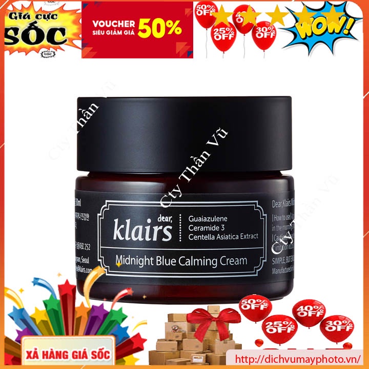 Kem Dưỡng Dear Klairs Midnight Blue Calming Cream 30ml  Giúp Trắng Sáng, Làm Dịu Da kholinhkienmayin