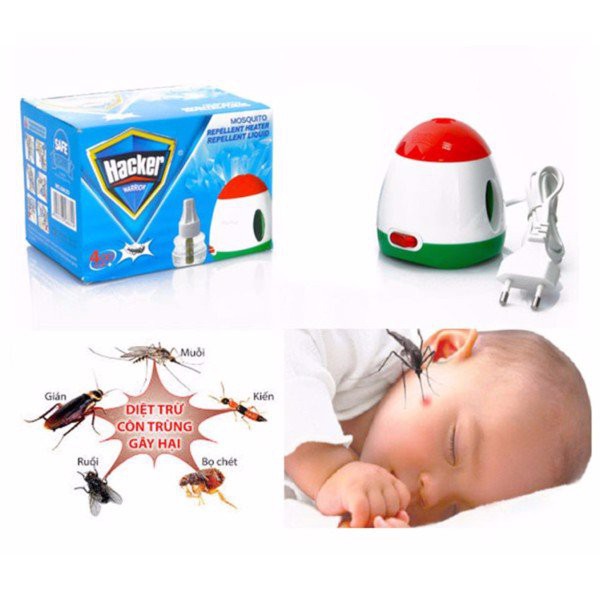 Máy Đuổi Muỗi Xông Tinh Dầu Hacker + Kèm Lọ Tinh Dầu 40ml