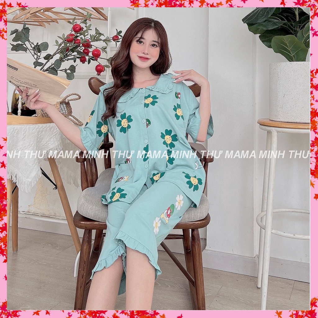 Bộ bầu - bộ sau sinh - chất liệu cotton - kiểu mới thời trang ( lá sen bông COOL lửng )