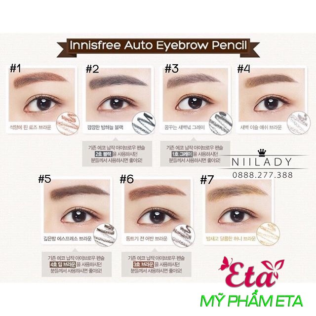 Chì kẻ mày INNISFREE Auto EyeBrow Pencil 2 đầu chống nước, chống trôi [Mới 2019] | BigBuy360 - bigbuy360.vn