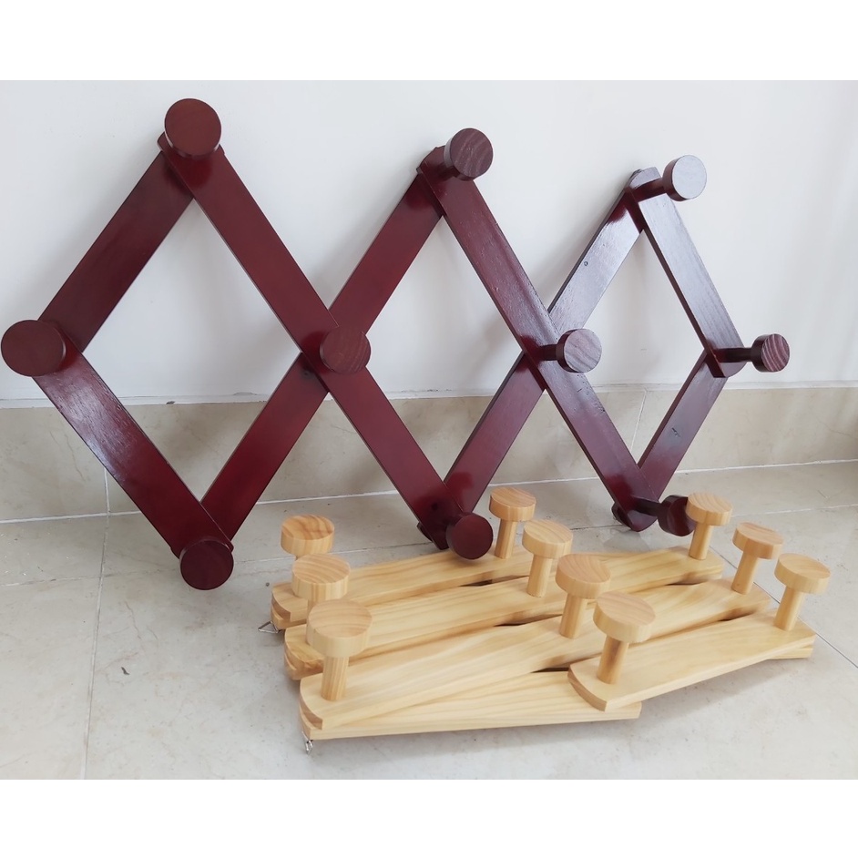 Móc Xếp Gỗ Thông Nhiều Màu Treo Quần Áo, Nón Bảo Hiểm Gắn Tường (Loại Lớn) - Hàng VN Xuất Khẩu