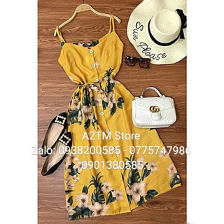 ĐẦM MAXI SUÔNG 2 DÂY HOA CÚC