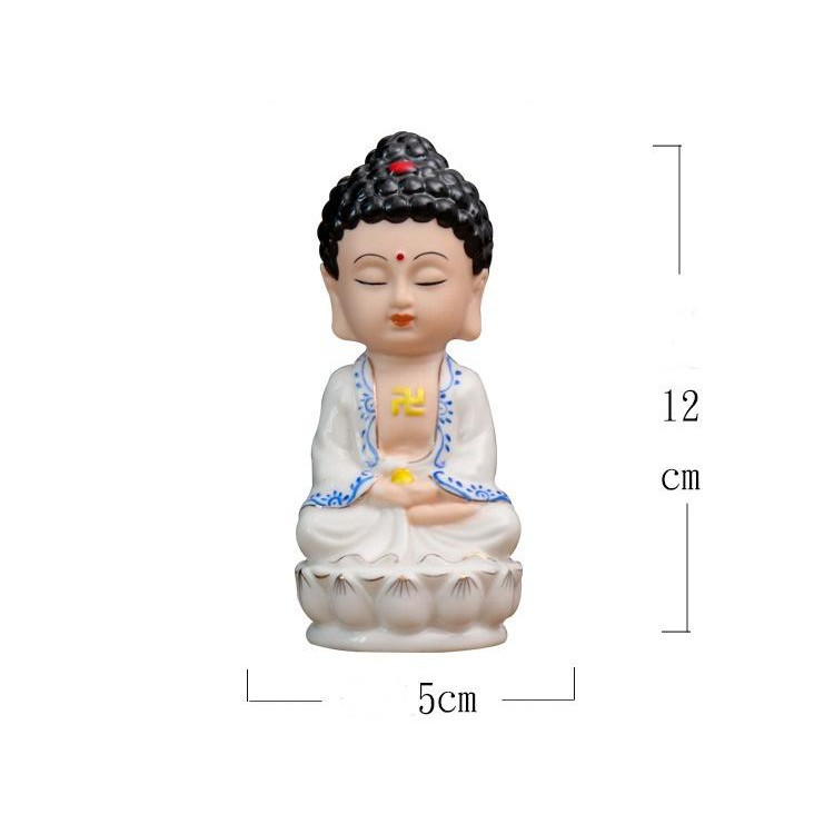 KHUYẾN MÃI LỚN Tượng Phật Ngự Thiền Hoa Sen Trắng Gốm Trắng