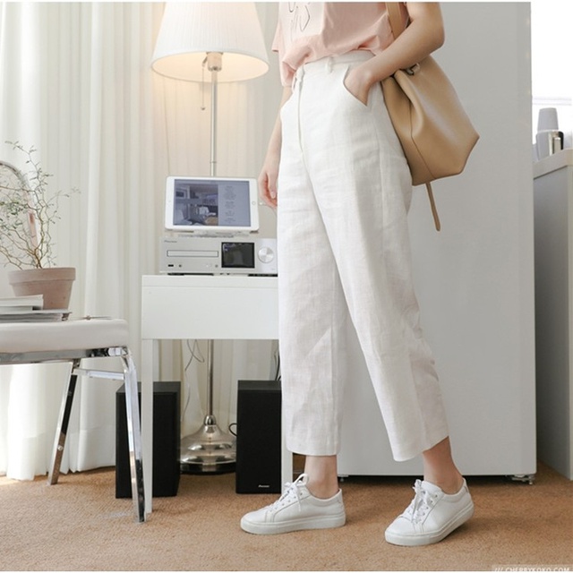 Quần ống rộng nhật cúc khoá chun lưng kiểu nhật siêu mát lạnh | BigBuy360 - bigbuy360.vn