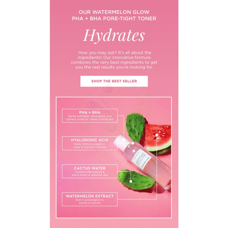 GLOW RECIPE 🌿Nước cân bằng da Watermelon Glow PHA + BHA Pore-Tight Toner