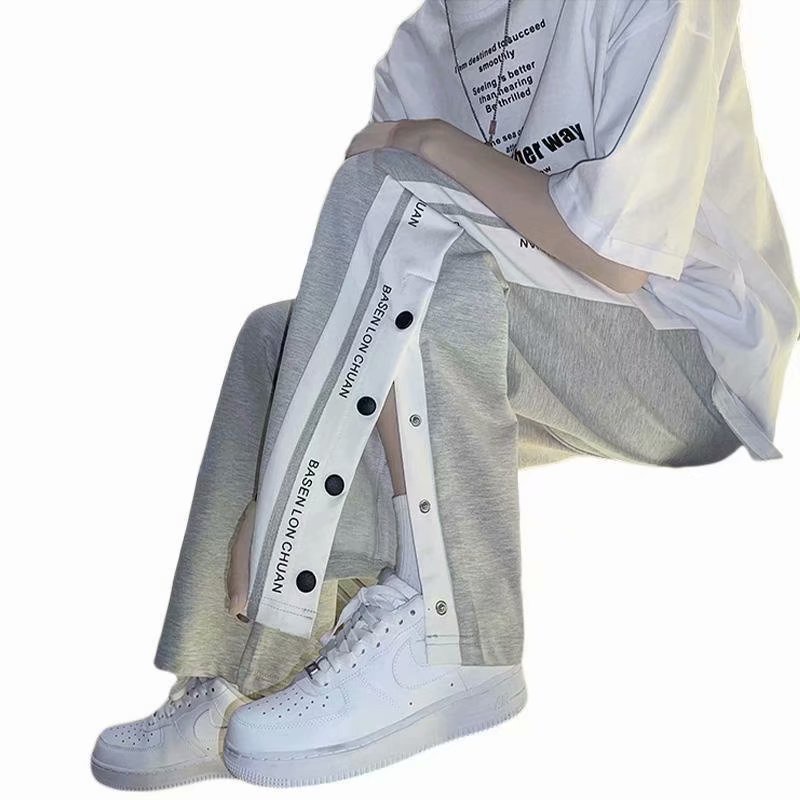 Quần Thể Thao Ống Rộng Phối Hàng Nút Thời Trang Hàn Quốc Cho Nam