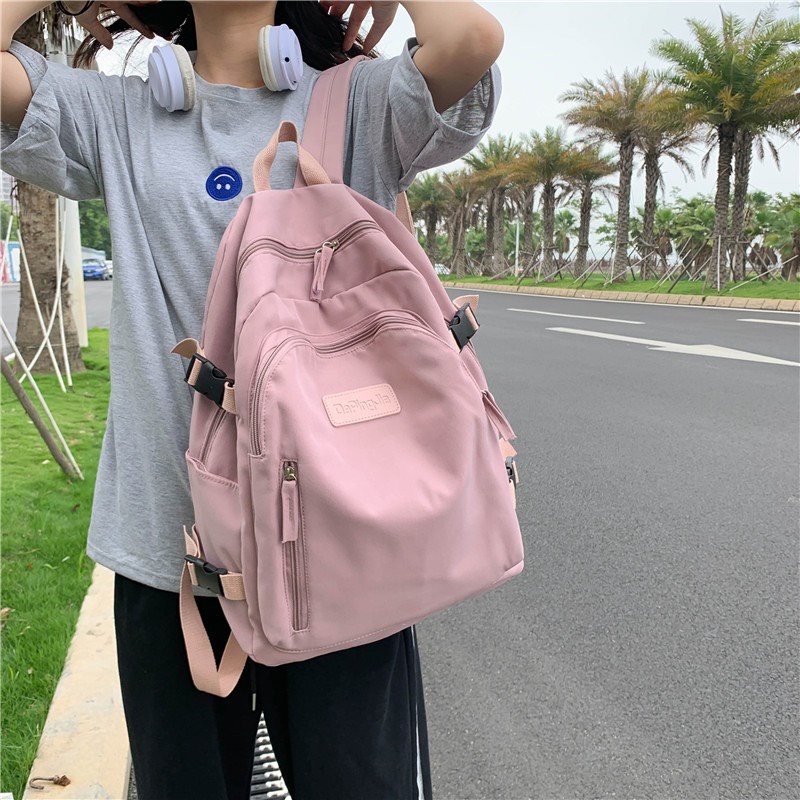 Balo Đi Học Nữ Nam Unisex Balo Thời Trang Màu Sắc Basic Chống Thấm Nước Đựng Vừa Laptop QH0018