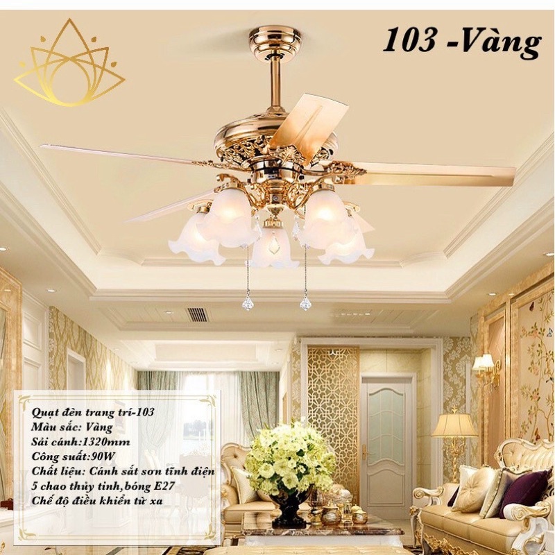 Quạt Trần 5 Cánh thép Vàng Đồng