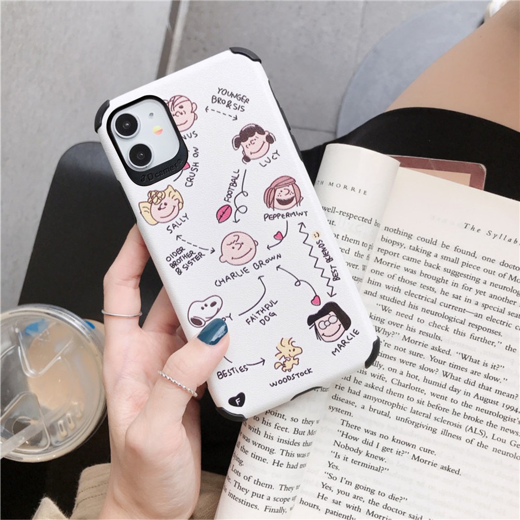 [ IPHONE ] Ốp Lưng Da IMD Snoopy x Brown - R021