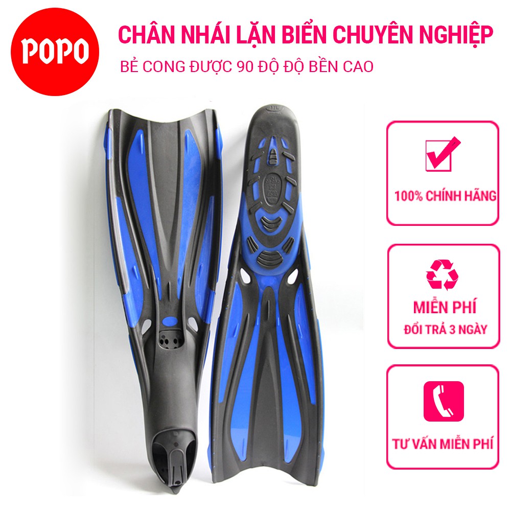 Chân vịt lặn biển, chân nhái lặn biển POPO 1143 cho thợ ặn chuyên nghiệp, bẻ cong được 90 độ, đàn hồi