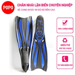 Chân vịt lặn biển, chân nhái lặn biển POPO 1143 chuyên nghiệp, bẻ cong được 90 độ, đàn hồi cao