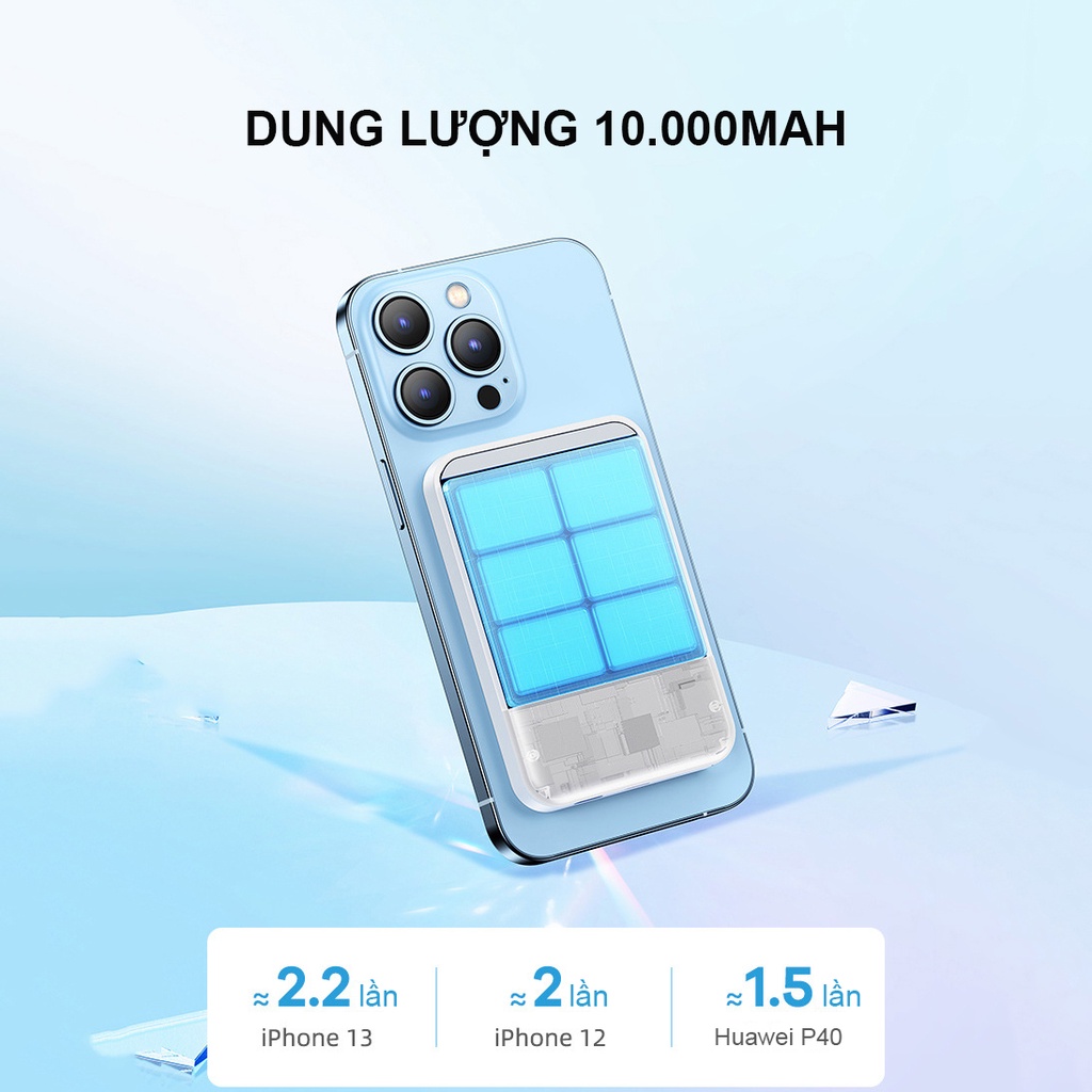 Sạc Dự Phòng Không Dây 10000mAh Sạc Nhanh 15W - Remax Việt Nam RPP-65 - Bảo Hành 12 Tháng