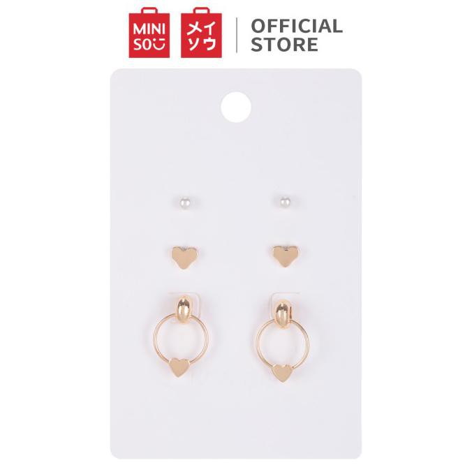 Bông Tai Hình Trái Tim Đính Ngọc Trai Đơn Giản Thời Trang Cho Nữ Miniso