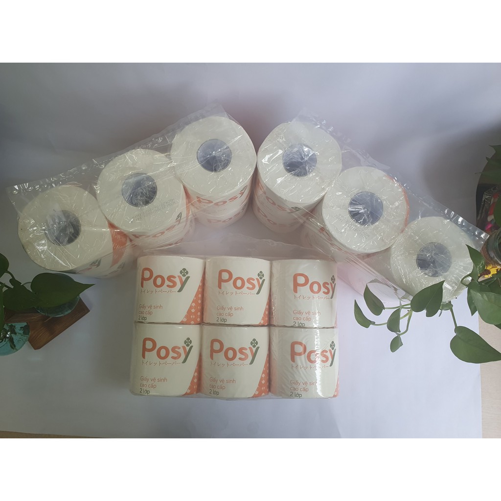 Giấy vệ sinh cao cấp Posy - 02 lớp có lõi. 18 cuộn/thùng