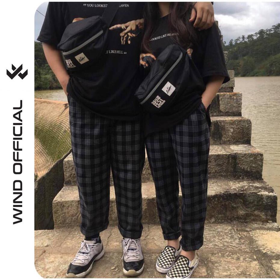 Quần baggy caro Wind unisex kẻ Caro Suông nam nữ phong cách ullzang ་