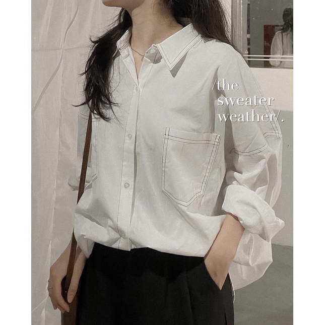 áo SƠ MI VIỀN CHỈ chất THÔ form rộng