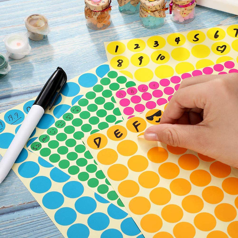 【cfh】16-color Color Round Dot Sticker 16-color Sticker Label Mouth Pick Paper Classification Mark Paste