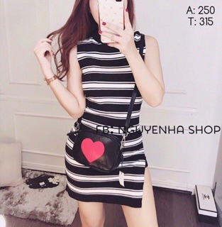 Đầm Body Len Sọc Kẻ Sẻ Tà QC