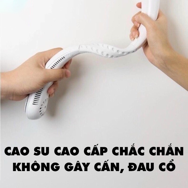 Quạt Đeo Quàng Cổ Tích Điện Mini Không Cánh Dung Lượng Pin Lớn, Gió Mạnh Tặng Kèm Bộ Sạc Tiện Lợi