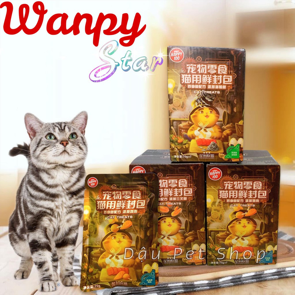 Pate Wanpy Happy 100 Star gói 70g - Thức ăn cho mèo