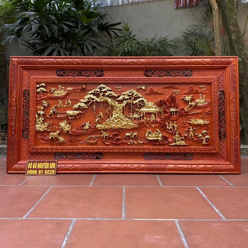 Tranh gỗ đồng quê 79 x 155cm