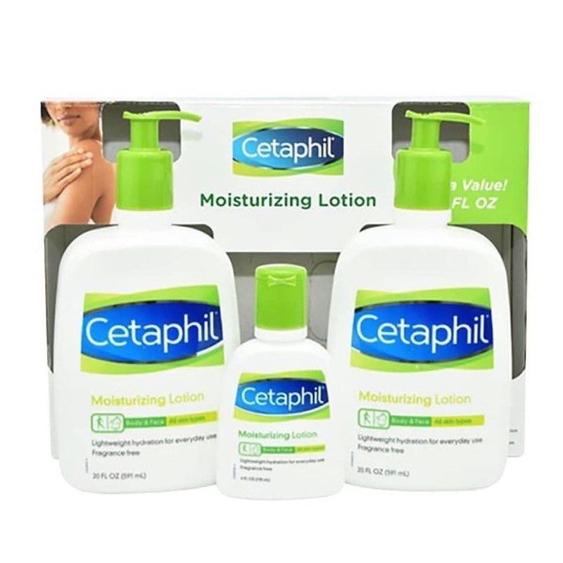 set sữa dưỡng thể Cetaphil Moisturizing Lotion dùng cho da mặt và cơ thể