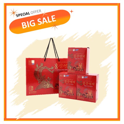 Nước hồng sâm linh chi Hàn Quốc Pocheon xách 30 gói