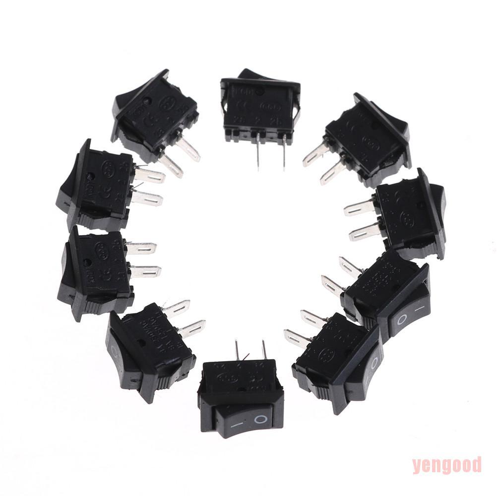 Set 10 công tắc 10x15mm Kcd1-11 250V / 3a 6a 125v Ac 2pes màu đen