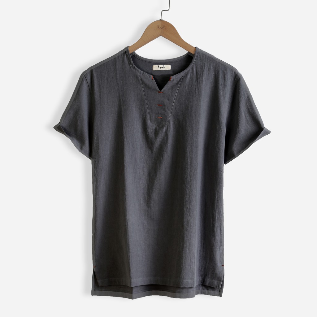 Áo Đũi Nam Cộc Tay Cổ V, Chất Đũi Tự Nhiên, Mềm, Mịn, Mát Rough | BigBuy360 - bigbuy360.vn