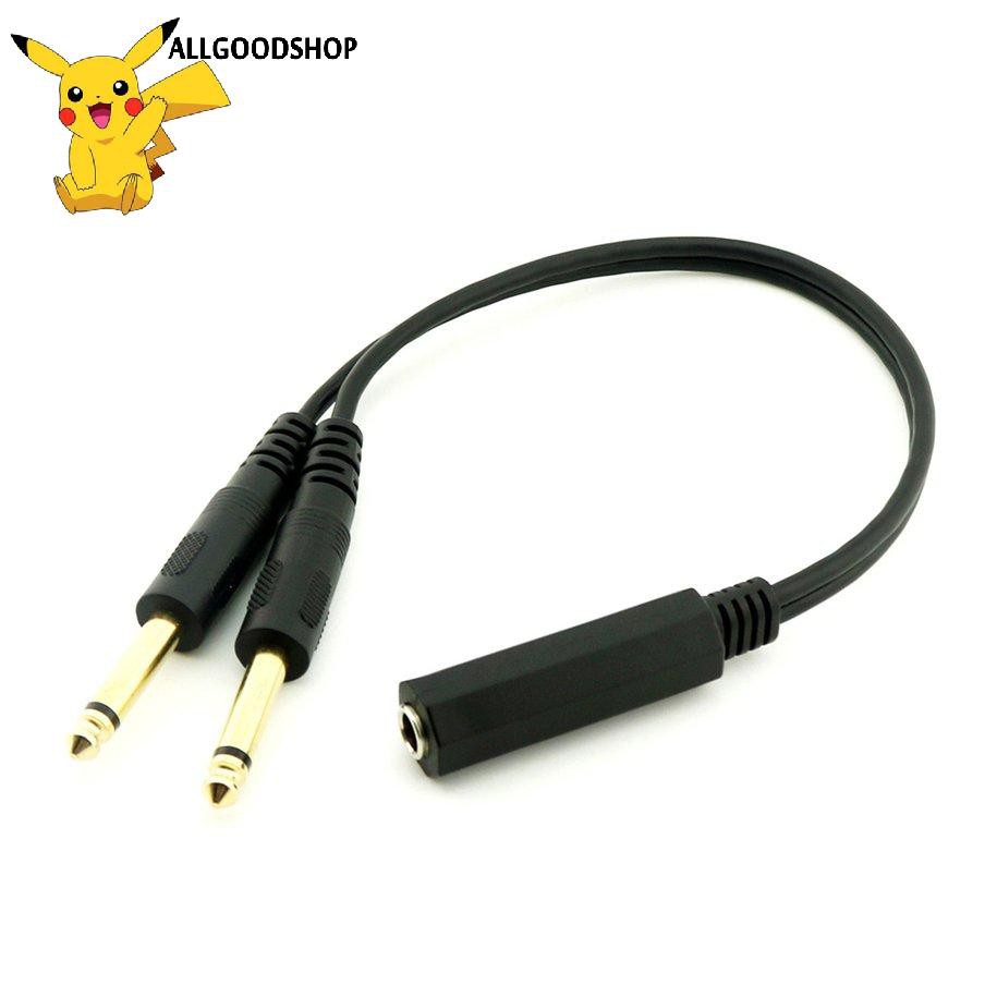 all} Giắc Chuyển Đổi 6.35mm 1 / 4 Inch Audio Trs Female Sang 2 Dual 6.35mm Mono Ts Male