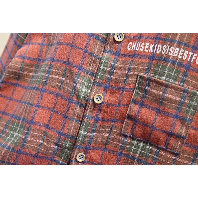 Áo Sơ Mi cotton Tay Dài Sọc Ca Rô Thời Trang Xuân Thu Cho Bé Trai