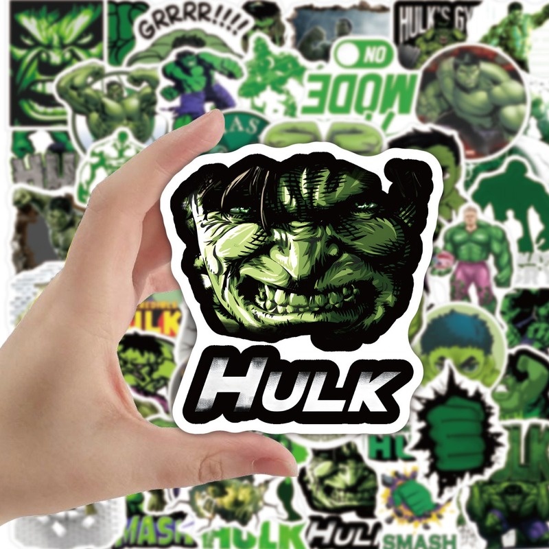 Z & M❀ Hình Dán Hulk ❀ Bộ 50 Miếng Dán Chống Thấm Nước Hình Siêu Anh Hùng