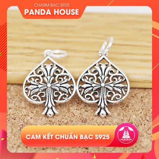 Charm bạc s925 hình con bích khắc họa tiết hoa văn size 2x12x17mm - Panda House
