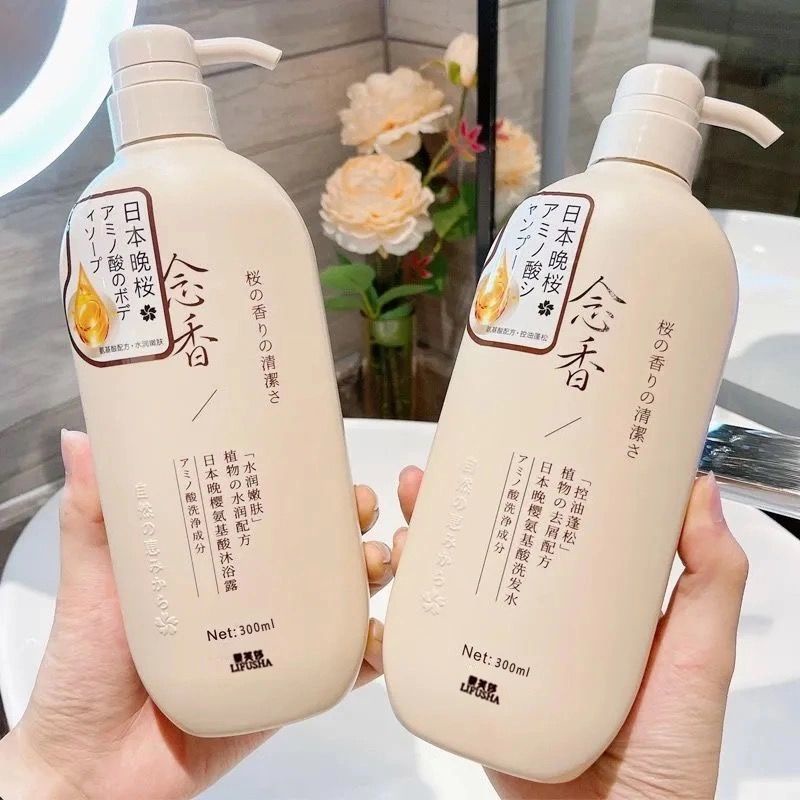 Dầu gội dầu xả Hoa Anh Đào OKANEN SAKURA 300ml nhật bản, giảm ngứa, giảm gàu, kiểm soát dầu với Acid Amin