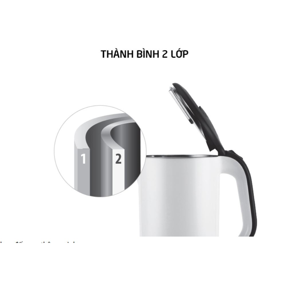 Bình Đun Siêu Tốc 2 lớp Lock&Lock EJK738WHT (1.7L) - Trắng - Hàng chính hãng