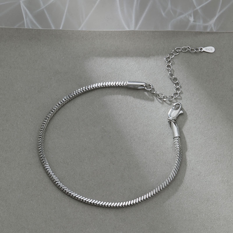 Vòng Tay Cặp Đôi Hình Xương Rắn Bằng Bạc Đơn Giản Làm Quà Tặng Valentine