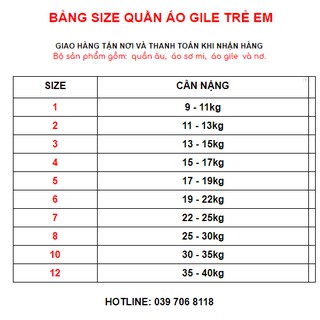 Set gile âu bé trai 4 món - Đỏ Đô