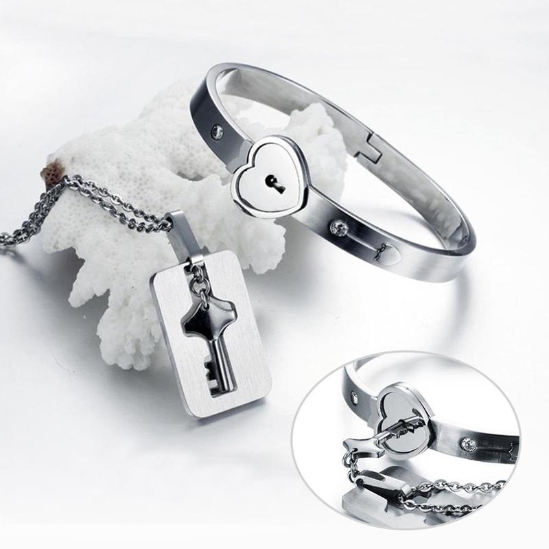 Set 2 Vòng Tay/Vòng cổ/Vòng Tay Mặt Ổ Khóa Ổ Khóa Độc Đáo Thời Trang