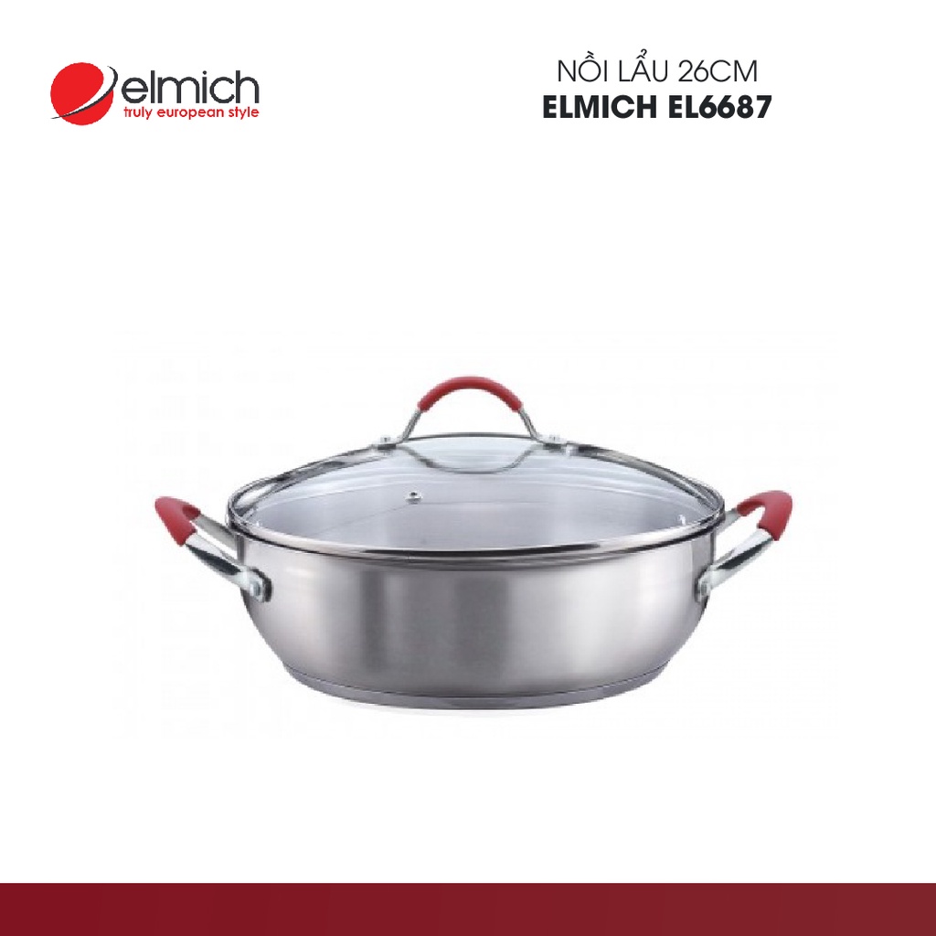 Nồi lẩu ELMICH inox 304 đáy từ 26cm EL6687 | Hàng Chính Hãng | 2356687