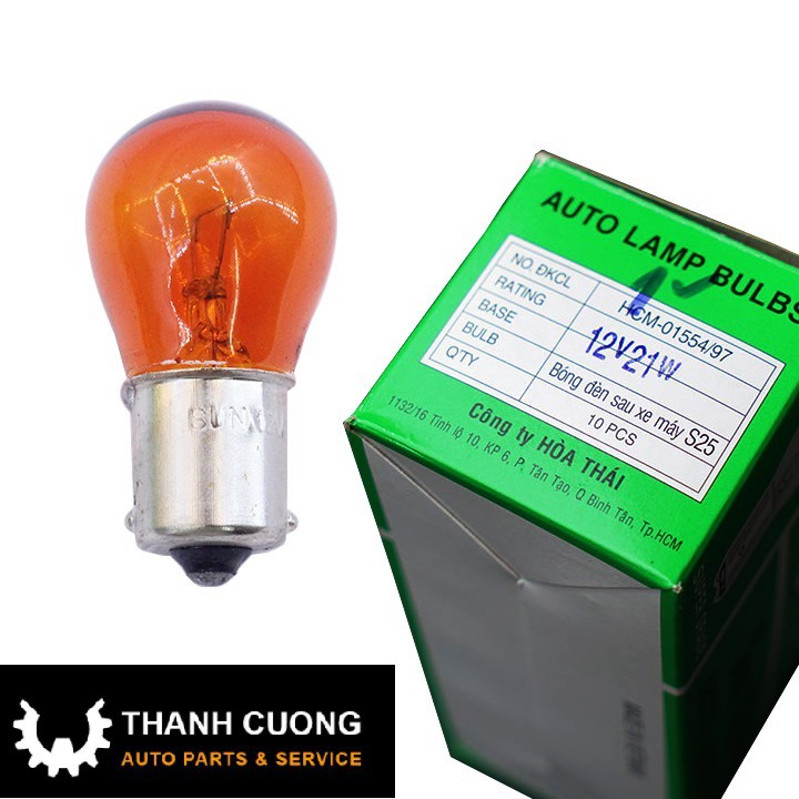 Bóng Đèn Xi Nhan Ô Tô Chân Cài 12V 21W hoặc 24V 21W Màu Vàng chân thẳng