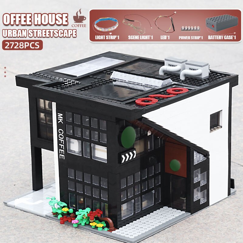 Đồ chơi Lắp ráp Mô hình MOULD KING 16036 Streetview he MOC-45635 Modern Cafe Modular With Led Parts