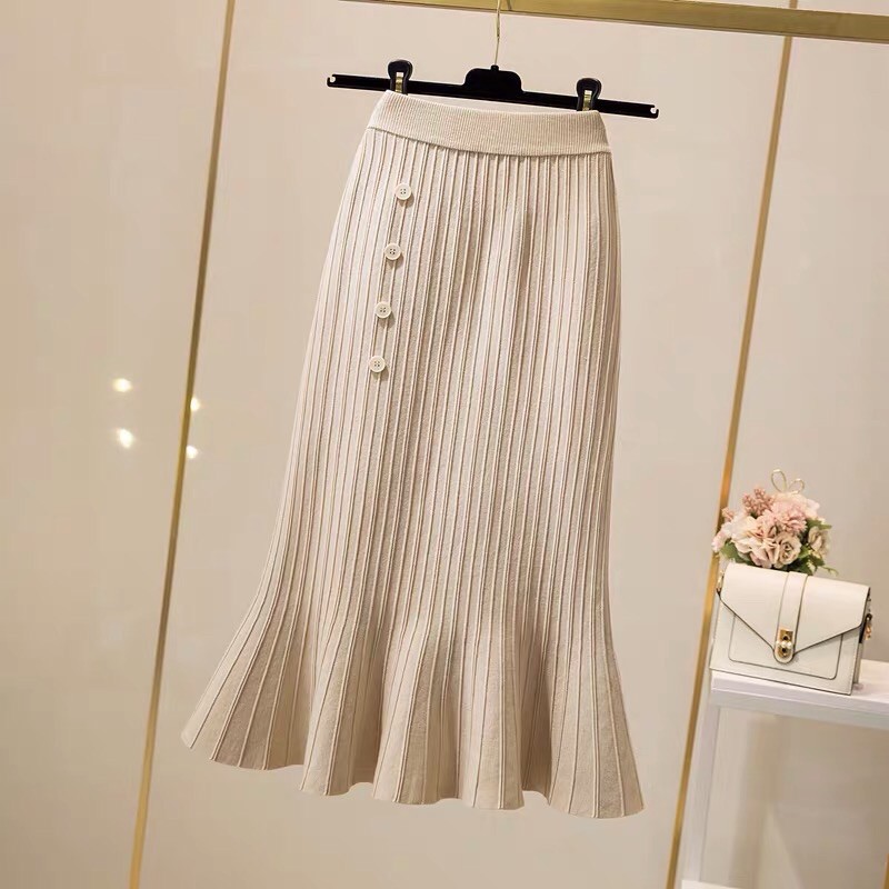 Chân váy len dài đuôi cá đính khuy QC siêu xinhh | BigBuy360 - bigbuy360.vn