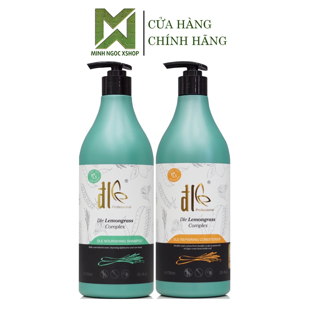 Dầu gội xả thảo dược tinh chất bồ kết, sả, chanh ĐL ĐLE Lemongrass 750ML, phục hồi chống rụng kích mọc tóc