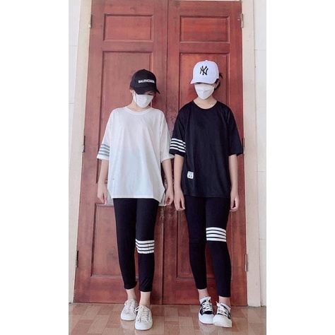 Set 4 sọc áo phông quần legging dài H2S656
