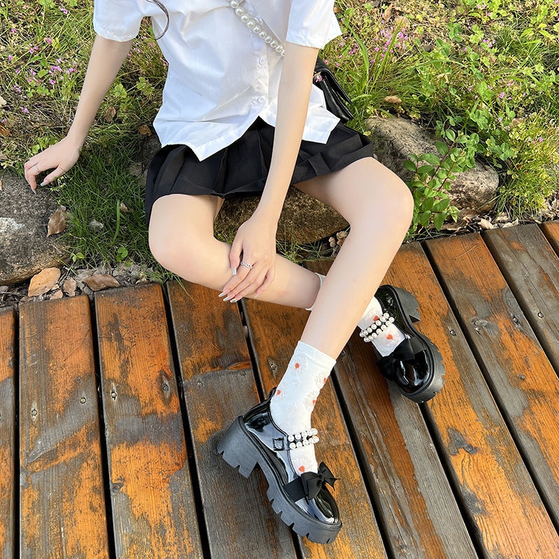 Giày Búp Bê Da Đính Ngọc Trai Phong Cách Lolita Thời Trang Xuân Thu 2022 Cho Nữ
